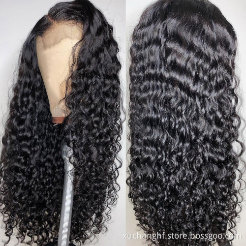 Factory 40 Inch Water Wave Deep Wave Wig,Hd Transparent Swiss Lace Frontal Full Lace Wig,Full Curly Invisible Lace Front Wig